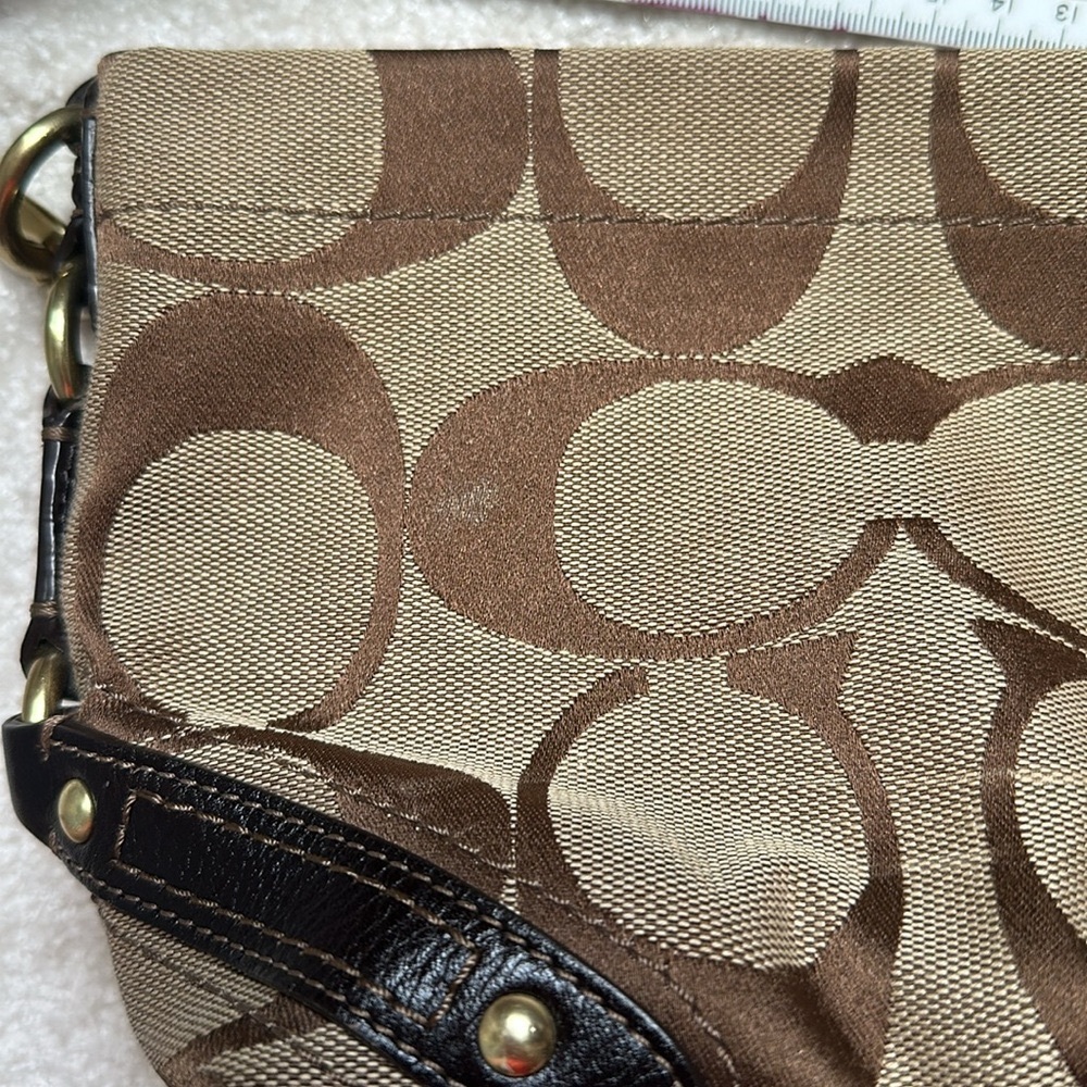 Coach Brown Monogram Shoulder Bag with Leather Accents - Picture 4 of 4